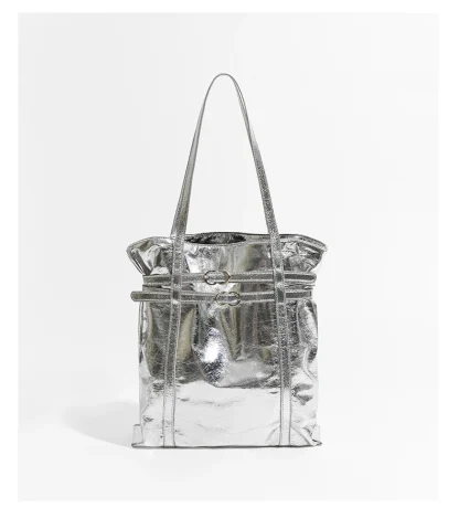 Metallic Belted Tote Shoulder Bags