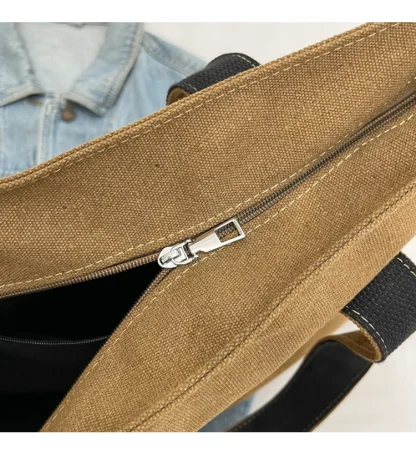 Zippered Big Tote Shoulder Bag - Image 5