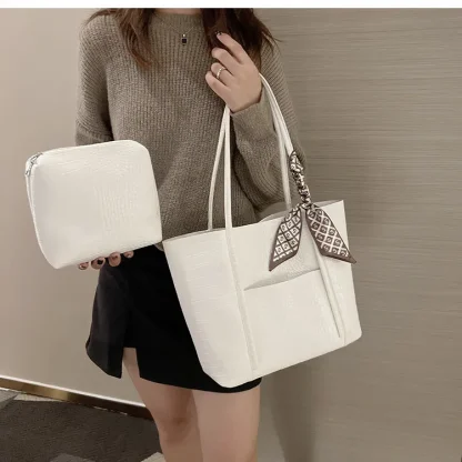 Sleek Solid Tote Shoulder Bags - Image 3
