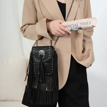 Mini Flap Tassel Shoulder Bags - Image 2