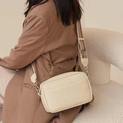 Zippered Wide Strap Shoulder Bag - Image 3