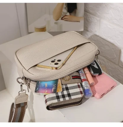 Zippered Wide Strap Shoulder Bag - Image 5