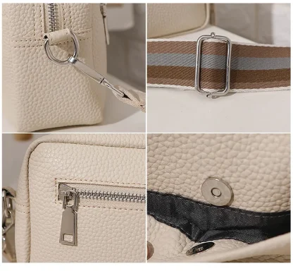 Zippered Wide Strap Shoulder Bag - Image 6