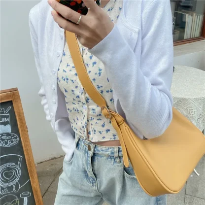 Solid Curve Shoulder Bag - Image 3
