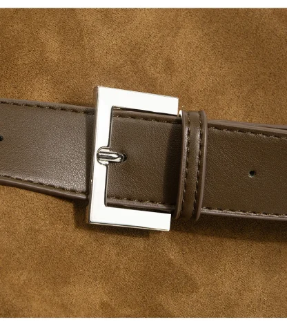 Vintage-style Faux Suede Shoulder Bag - Image 5