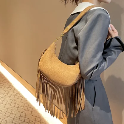 Half Moon Tassel Shoulder Bag - Image 2