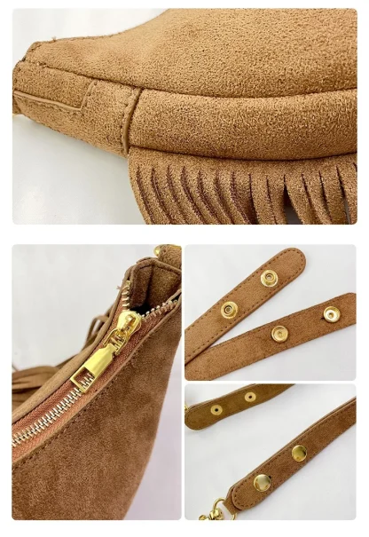 Half Moon Tassel Shoulder Bag - Image 5