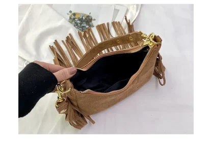 Half Moon Tassel Shoulder Bag - Image 4