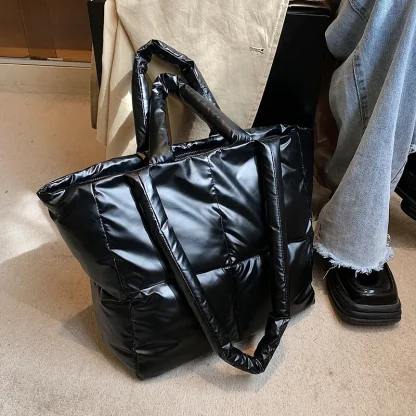 Soft Quilted Tote Shoulder Bag - Image 4