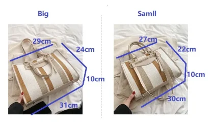 Casual Stripe Tote Shoulder Bag - Image 7