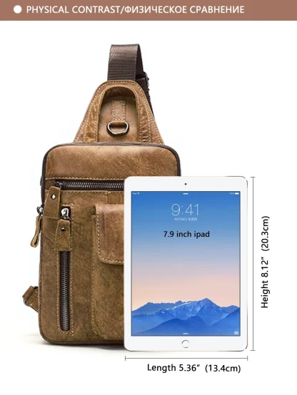 Zippered Men's Crossbody Shoulder Bag - Image 4
