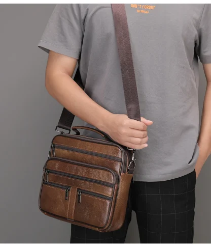 Multi Zipper Pocket Men's Shoulder Bags - Image 5