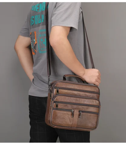 Multi Zipper Pocket Men's Shoulder Bags - Image 6