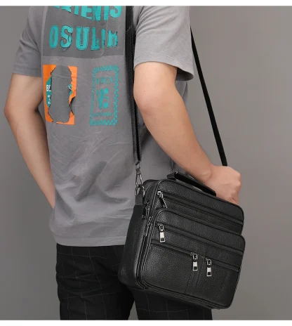 Multi Zipper Pocket Men's Shoulder Bags - Image 4