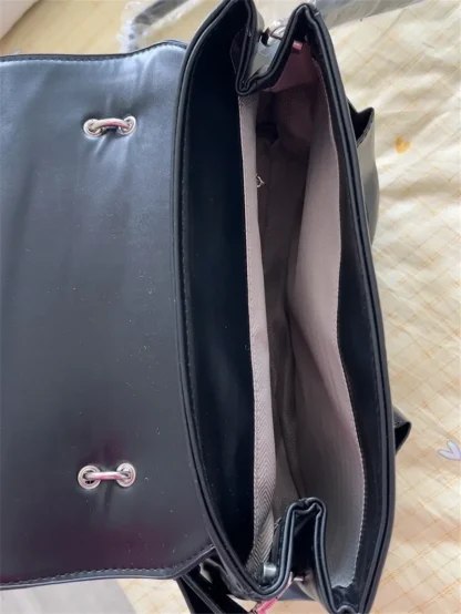 Sleek Black Flap Shoulder Bag - Image 5