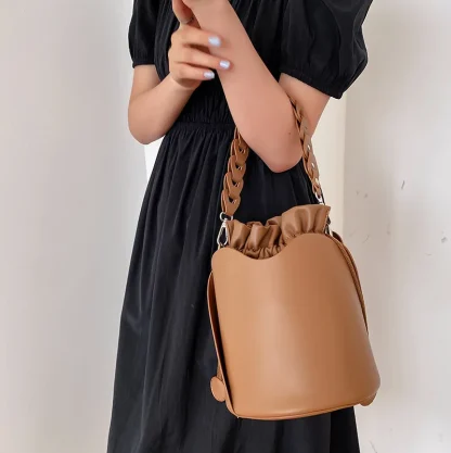 Drawstring Braided Strap Shoulder Bags - Image 2