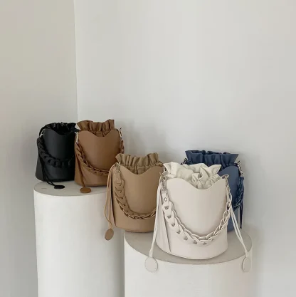 Drawstring Braided Strap Shoulder Bags - Image 5