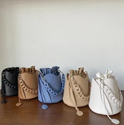 Drawstring Braided Strap Shoulder Bags - Image 6